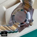 Super Clone Rolex Submariner Blue watch, showcasing the details of the stainless steel case back.