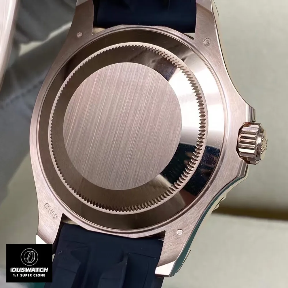 Back detail of the Super Clone Rolex Yacht-Master Rose Gold watch