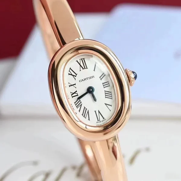 Cartier Baignoire 1920 Rose Gold Dupe Watch 120 Degree Angle View