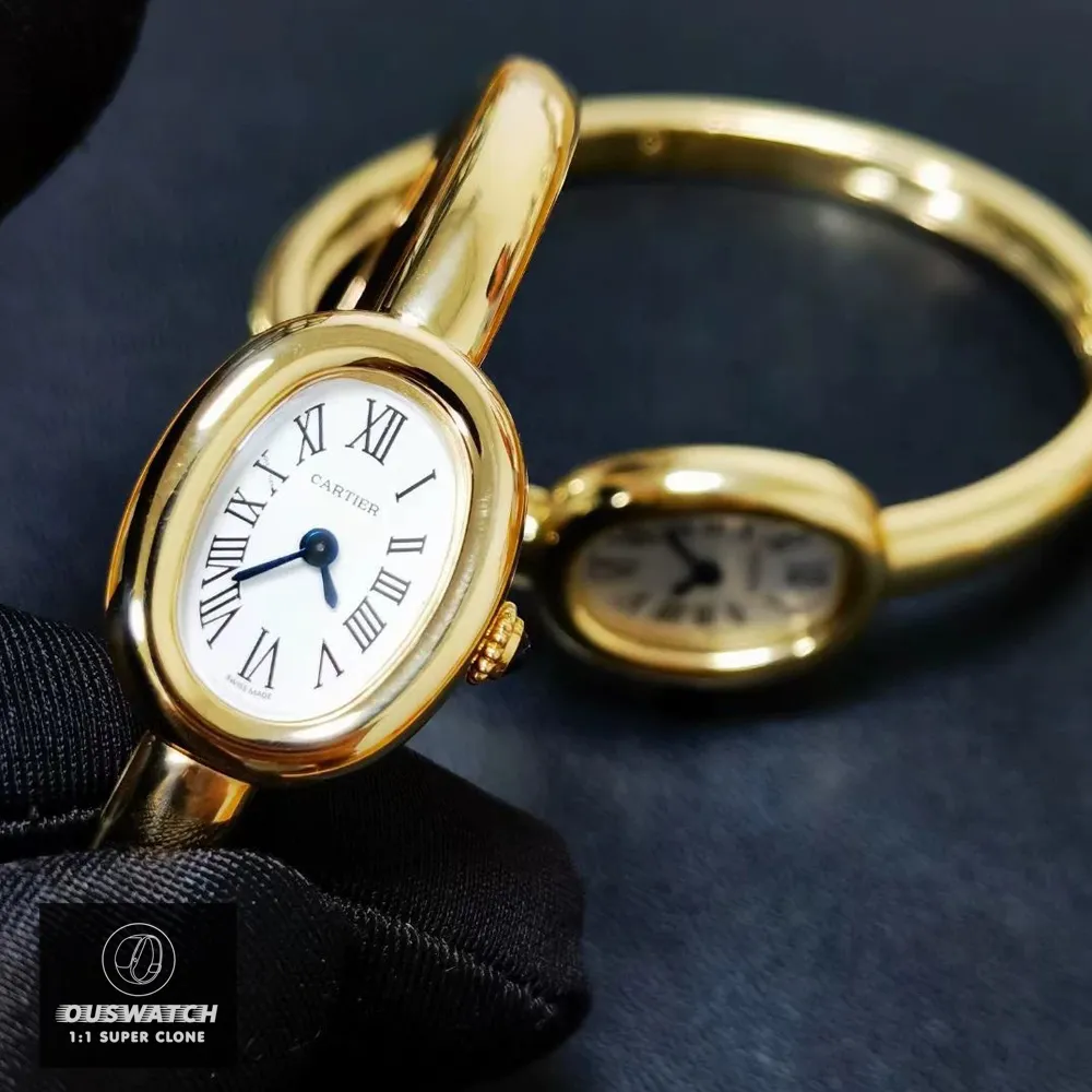 Cartier Baignoire Mini Dupe Watch – Detailed View of White Dial