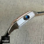 Super Clone Cartier Santos Dumont Large W2SA0011 Watch Side View with Blue Sapphire-Embedded Crown