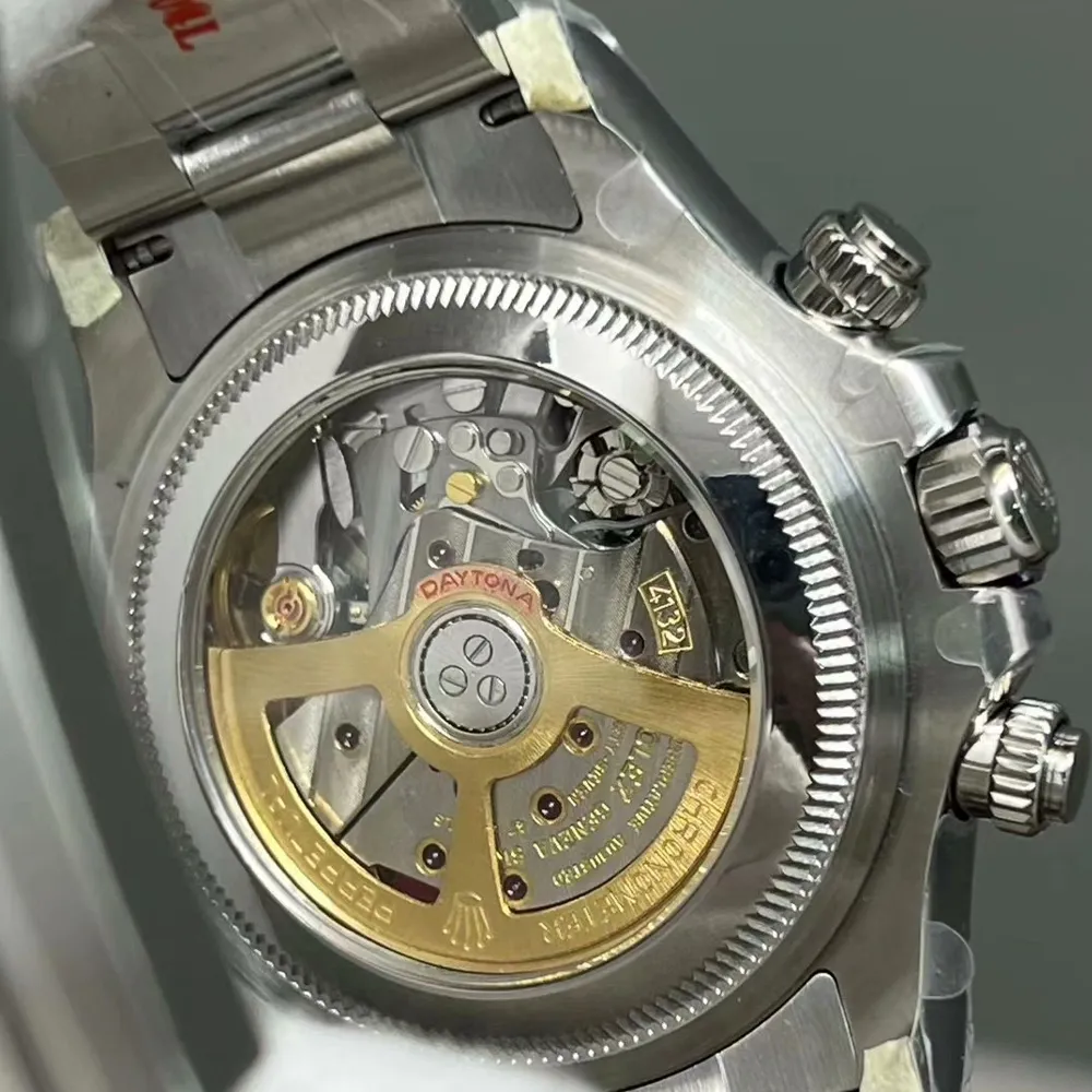 Daytona Le Mans White Gold Rolex 126529LN Watch Transparent Back Close-Up