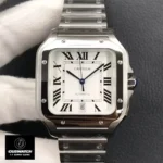 Front view display of the Super Clone Men's Cartier Santos Large WSSA0018 Watch.