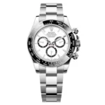 Rolex Daytona Panda White 126500LN Super Clone Watch Stainless Steel Case, Black Ceramic Bezel, White Dial