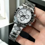 Rolex Daytona Panda White 116500LN Replica Watch 45-Degree Angle Front Photo