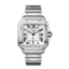 Men's Cartier Santos Large WSSA0018 Top Replica Watch with a stainless steel case and bracelet, featuring a white dial.