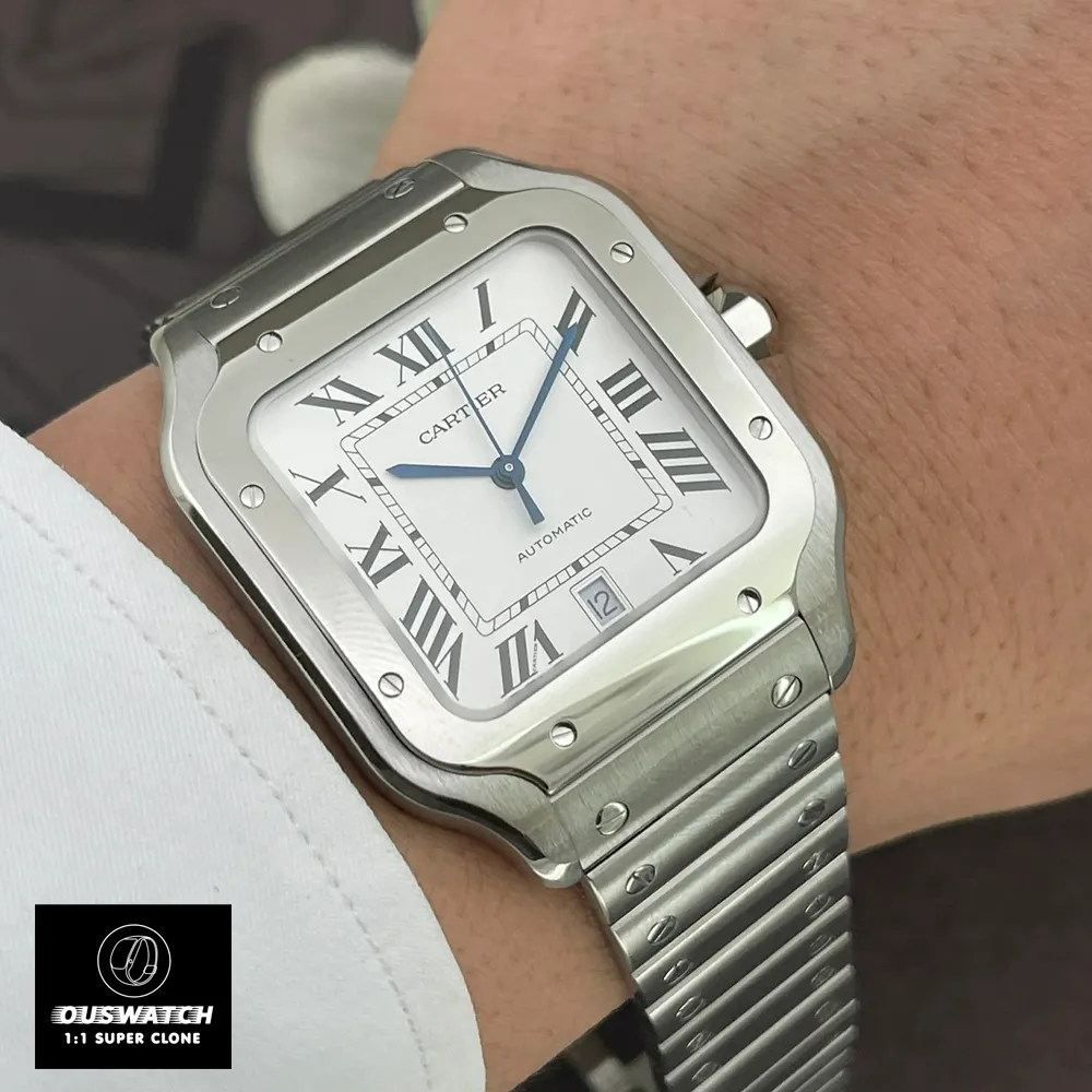 Super Clone Men's Cartier Santos Large WSSA0018 Watch worn on the wrist.