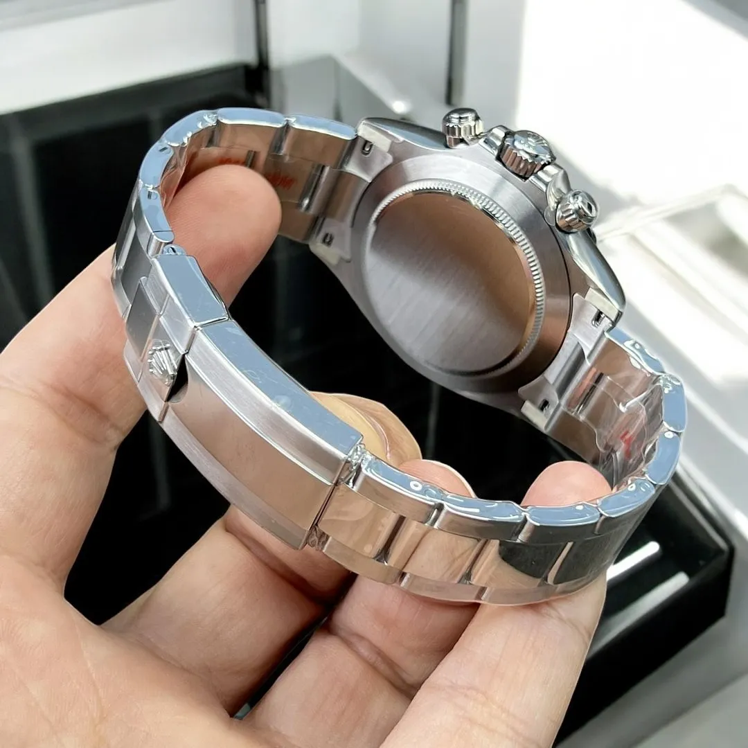 Rolex Daytona Black 116500LN Back Super Clone Watch Back View and 904L Stainless Steel Bracelet