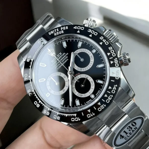 Rolex Daytona Black 116500LN Watch Close-Up of the Dial, Sub-Dials, and Ceramic Bezel