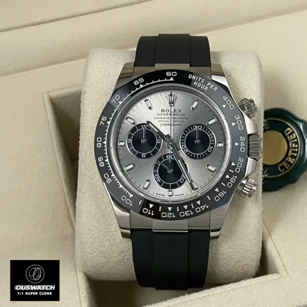 Rolex Daytona Ghost Oysterflex 116519-0024 Super Clone Watch Displayed in Packaging Box