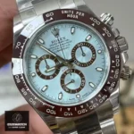 Rolex Daytona Ice Blue Dial Super Clone Watch Ceramic Bezel and Dial Detail Close-up