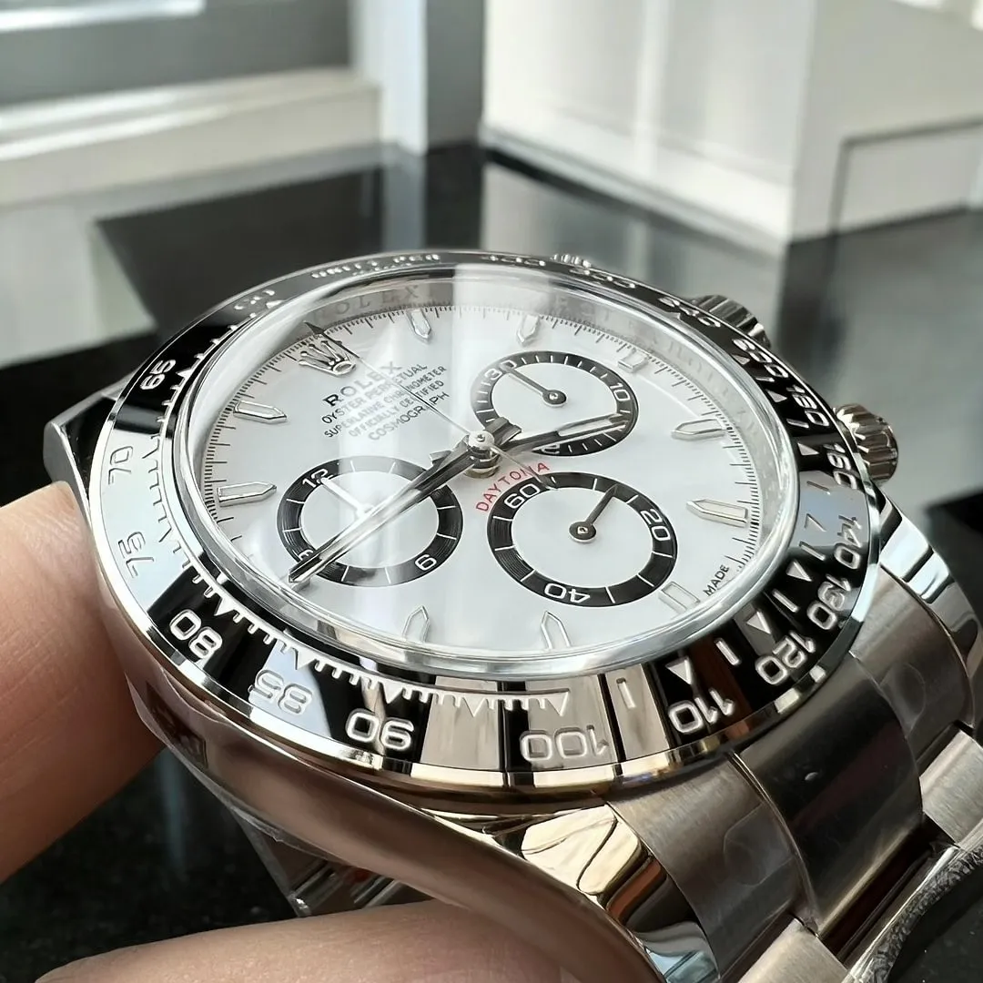 Rolex Daytona Panda 116500LN Top Replica Watch Ceramic Bezel, Stainless Steel Case Detail Close-Up
