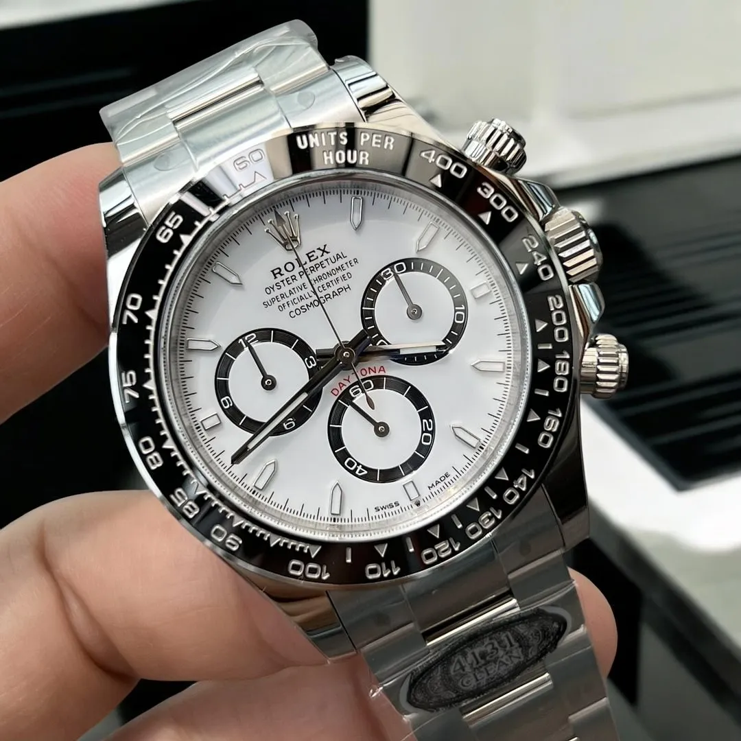 Rolex Daytona Panda 116500LN Watch Dial Front and Bezel Front Display