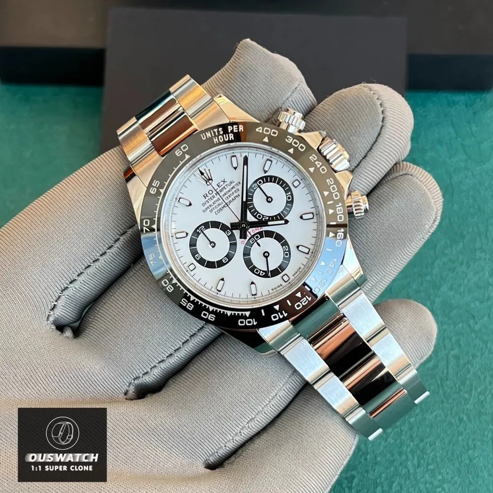 Holding the Rolex Daytona White Dial 116500LN Watch Front View at an Angle