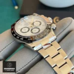 Rolex Daytona White Dial 116500LN Watch Close-Up of 904L Stainless Steel Bracelet