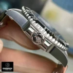 Side view showcasing the stainless steel case and crown details of the Super Clone Rolex Submariner No Date 114060.