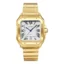 Super Clone Cartier Santos Watch front view with Yellow Gold case, bracelet, and white dial