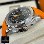 Super Clone Patek Philippe Aquanaut Black Watch Side View with Detailed Close-Up of Functional Buttons