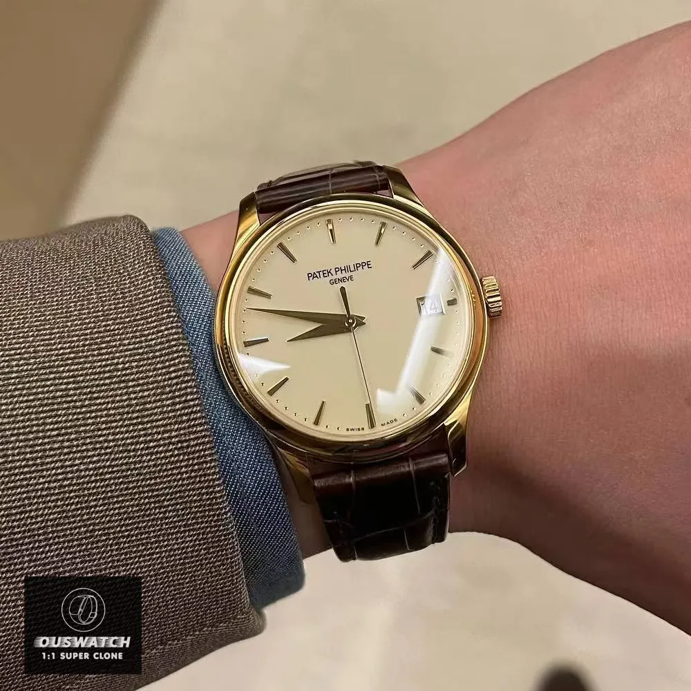 Super Clone Patek Philippe Calatrava Rose Gold 5227R watch worn on the wrist