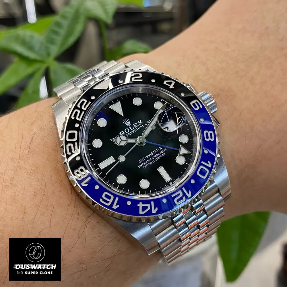 Super Clone Rolex Batgirl GMT Master II Worn on Wrist
