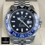 Super Clone Rolex Batgirl GMT Master II Watch Front Close-up of Black Dial
