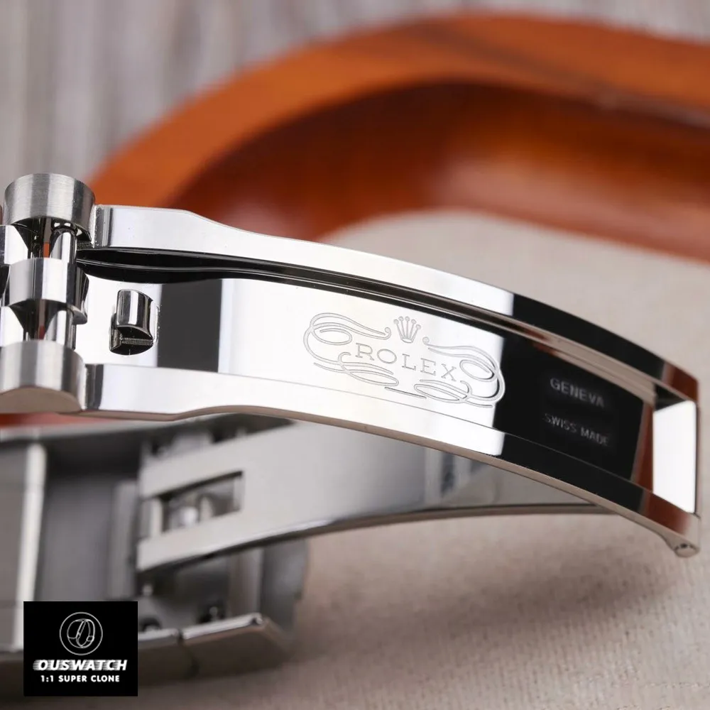 Super Clone Rolex Datejust Green watch with the folding clasp fully opened