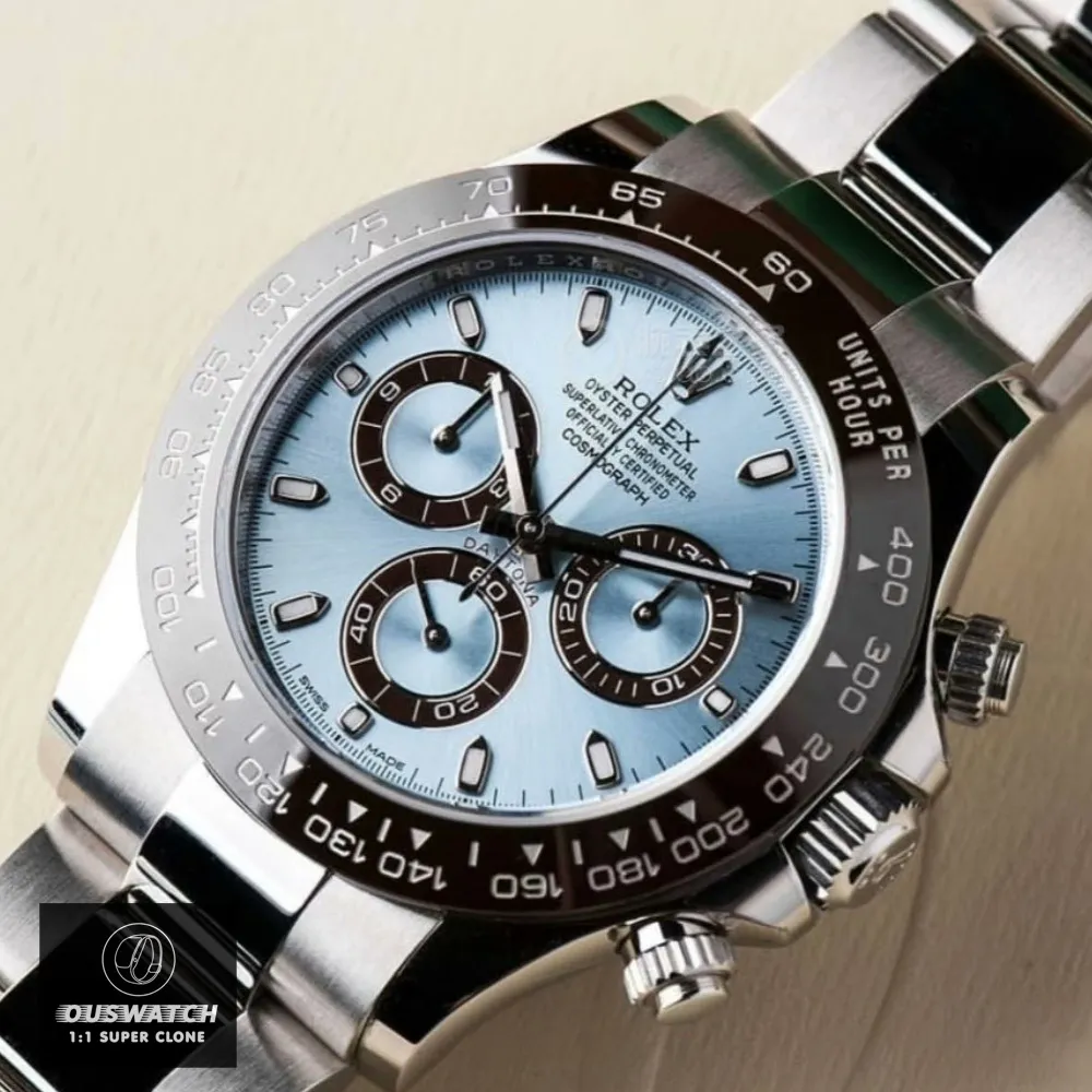 Rolex Daytona Super Clone Watch Ice Blue Dial with Ceramic Bezel and 904 Stainless Steel Case