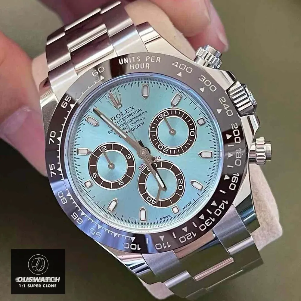 Super Clone Rolex Daytona Ice Blue Dial Close-up Front