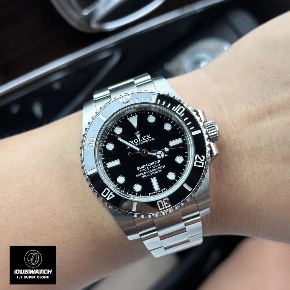 Super Clone Rolex Submariner Black on Black 116610LN Watch styled on wrist