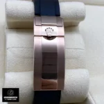 Close-up of the rose gold clasp on the Super Clone Rolex Yacht-Master 40 watch