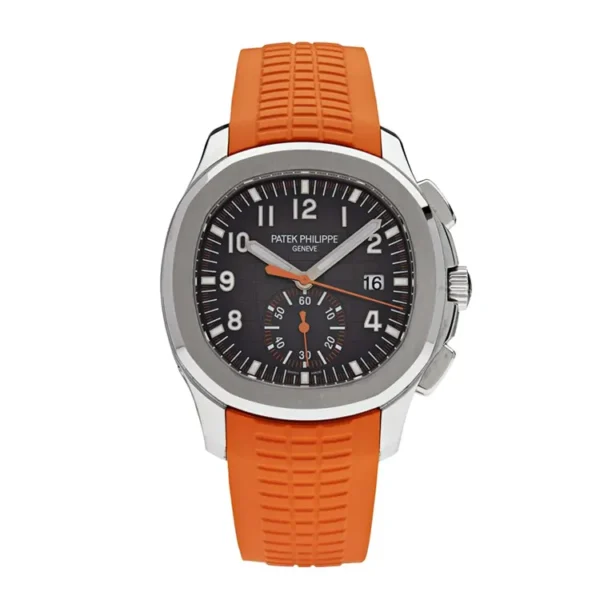 Super Clone Patek Philippe Aquanaut Black Dial, Stainless Steel Case, Rubber Strap Full Display