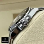 Super Clone Black on Black Rolex Submariner 116610LN Date watch showcasing bezel and stainless steel crown details