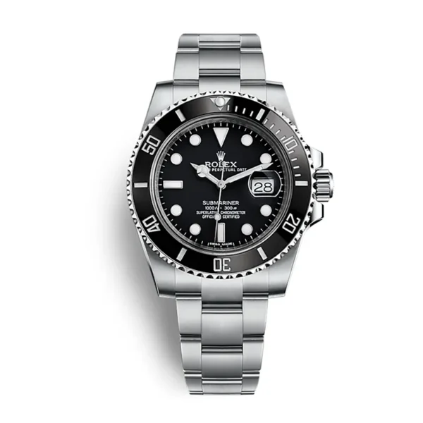 Super Clone Black ROLEX Submariner 116610LN watch, featuring a black dial, black ceramic bezel, and stainless steel case