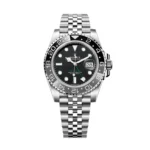 Super Clone Rolex Bruce Wayne GMT 126710GRNR watch with black dial, gray bezel, and 904 stainless steel