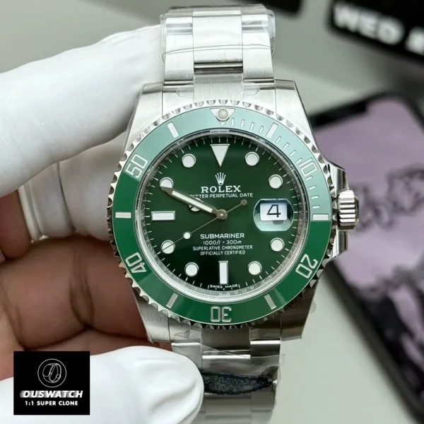 Rolex Submariner Hulk Front Angle Display of the Dial