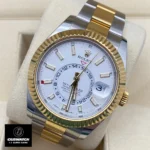 Replica Rolex Sky-Dweller m336933-0005 White Dial at 45° - Two-Tone Yellow Gold & Oystersteel Case
