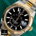Replica Sky-Dweller 45° Angle - Black Dial & Yellow Gold Bezel