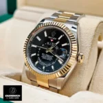 Replica Sky-Dweller Black Dial 75° Angle - Sunburst Finish & Chromalight Markers