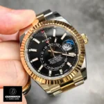 Replica Sky-Dweller Black Dial Macro - Gold Hour Markers & Cyclops Date