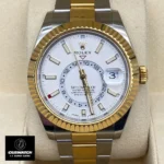 Replica Sky-Dweller m336933-0005 White Dial Front - Annual Calendar & Fluted Bezel Detail