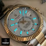 Replica Sky-Dweller m336933-0005 Night Mode - Chromalight Luminescence on White Dial