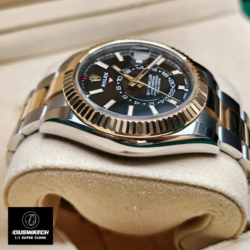 42mm Replica Sky-Dweller Two-Tone Case - 904L Steel & Gold Bezel Construction