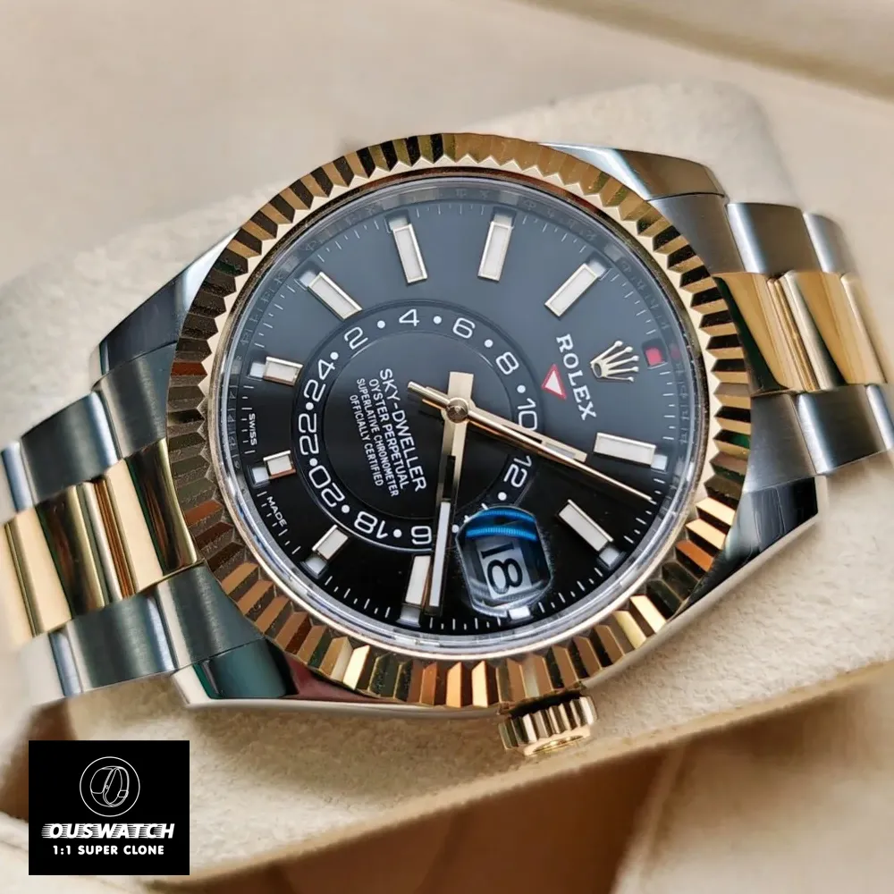 Luxury Replica Rolex m336933-0003 - 18K Yellow Gold Accents & Black Dial