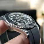 180-degree side view of the Rolex 126659 Yacht Master, showcasing the premium case and platinum bezel .