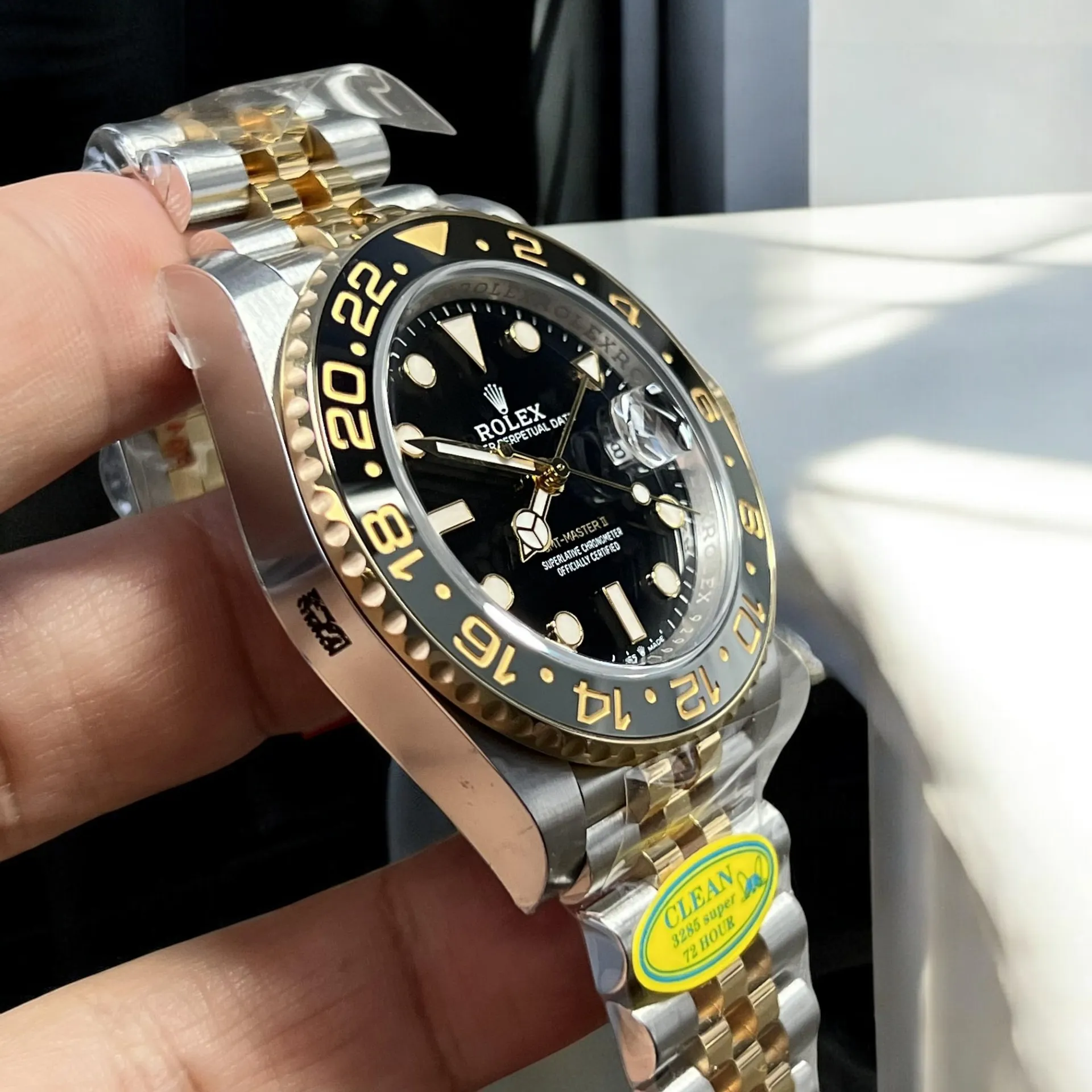 Super Clone Rolex GMT Two-Tone 126713GRNR Watch 904L Stainless Steel Case and Two-Colour Cerachrom Bezel.