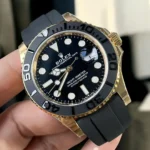 Close-up of Rolex Yacht Master II Yellow Gold Watch with Black Dial