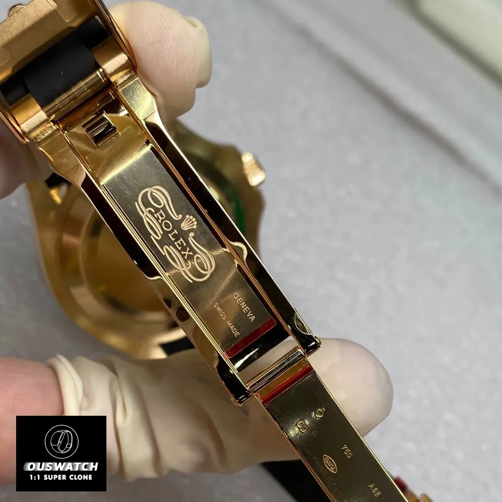 Folding Oysterlock Safety Clasp on Super Clone Rolex Yacht Master II Yellow Gold Watch