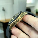 Side Crown View of Super Clone Rolex Yacht Master II Yellow Gold Watch