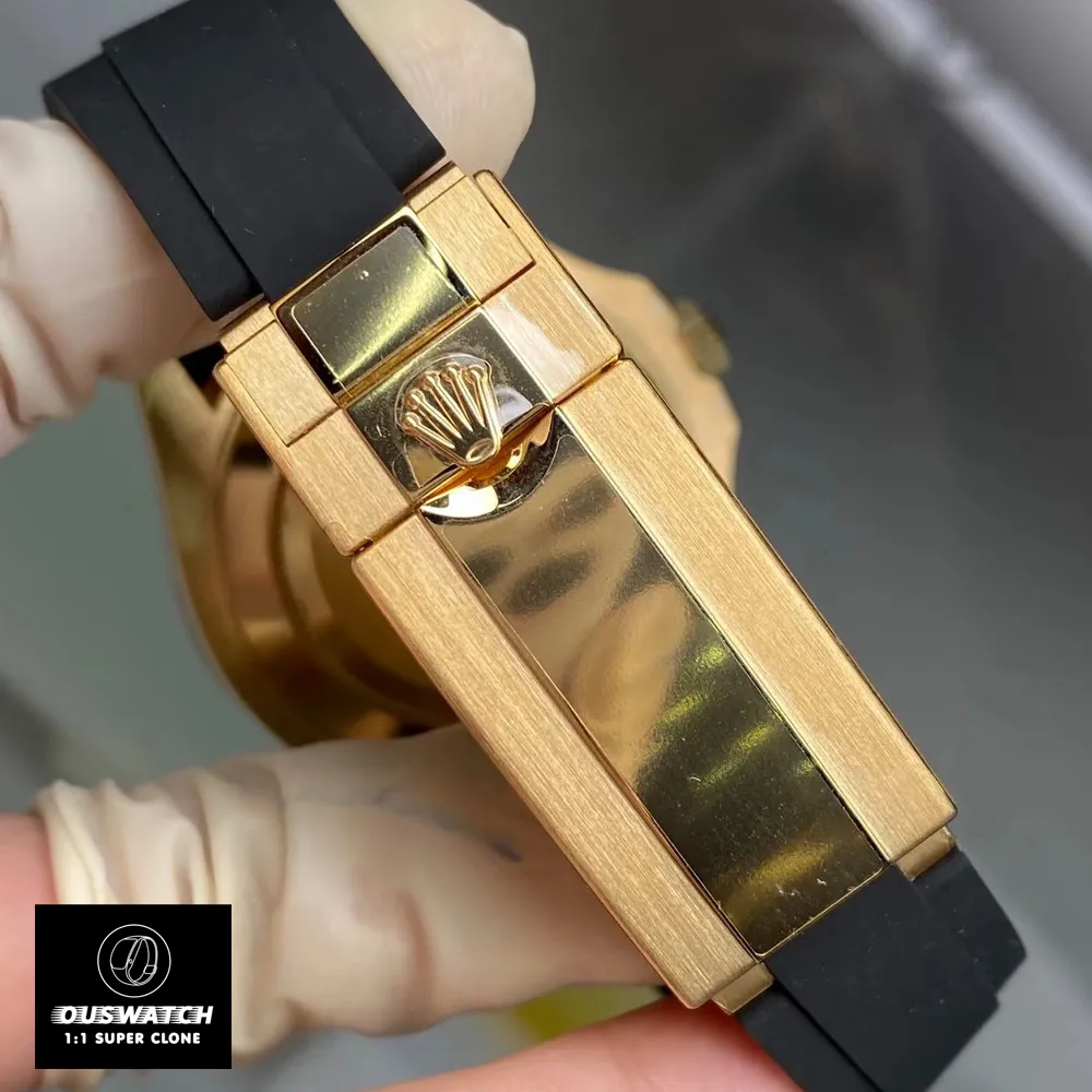 Super Clone Rolex Yacht Master II m126658 with Oysterflex Rubber Strap and Gold Clasp