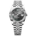 Rolex Wimbledon Datejust 41mm Jubilee Bracelet m126334-0022 1:1 Replica Watch - 904L Stainless Steel, Green Roman Numeral Hour Markers"